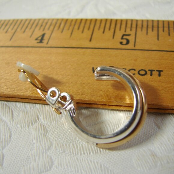 Vtg Sarah B Studio 80s Clip-On EARRINGS x2 Pair: Faux Pearl & Hoop, MOC F97 - Picture 11 of 12